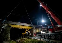 Belkowanie wiaduktu kolejowo-drogowego w Szepietowie, 29.10.2021 r., Szymon Grochowski, źródło PKP Polskie Linie Kolejowe S.A.