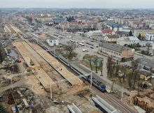 Łapy - widok z drona na budowę peronów fot Paweł Mieszkowski PKP Polskie Linie Kolejowe SA