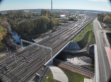 Most na rzece Ełk widok z drona fot Paweł Chamera PKP Polskie Linie Kolejowe SA