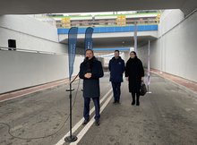 Piotr Majerczak , członek zarządu PLK SA wypowiada się na otwarciu wiaduktu w Kobyłce, fot. Anna Znajewska-Pawluk