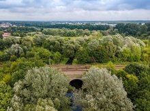 Widok z powietrza na most nad rzeką Ełk