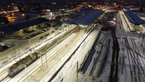 Stacja Białystok - nocny widok z drona. fot. Artur Lewandowski PKP Polskie Linie Kolejowe SA